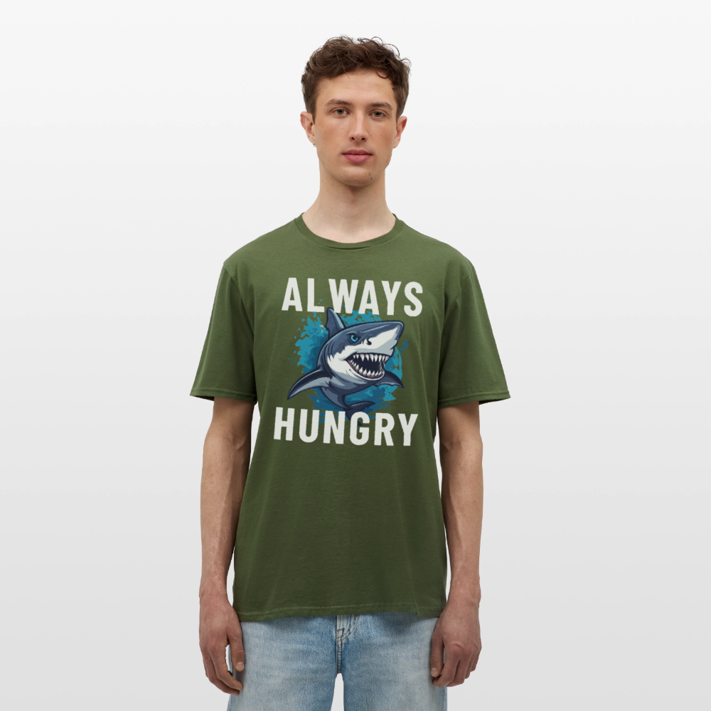 Always hungry shark Herren T-Shirt - Militärgrün
