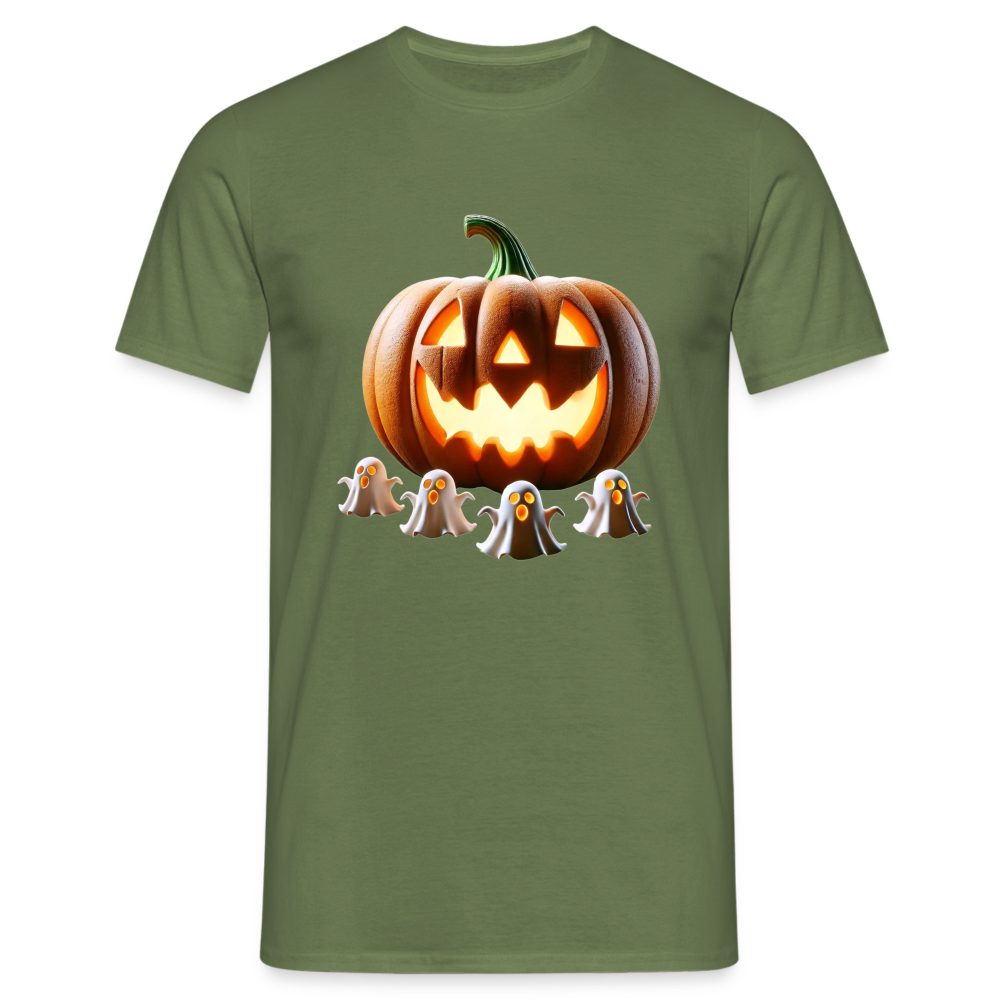 Halloween Kürbis Geister Herren T-Shirt - Militärgrün