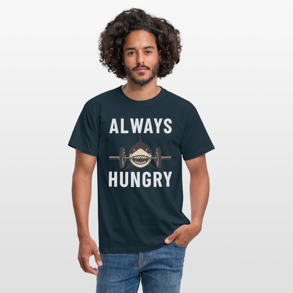 Always hungry shark barbell Herren T-Shirt - Navy