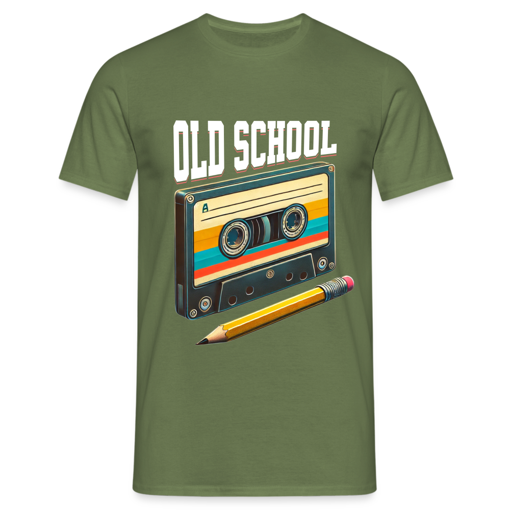 Retro Kassette und Bleistift Old School Herren T-Shirt - Militärgrün