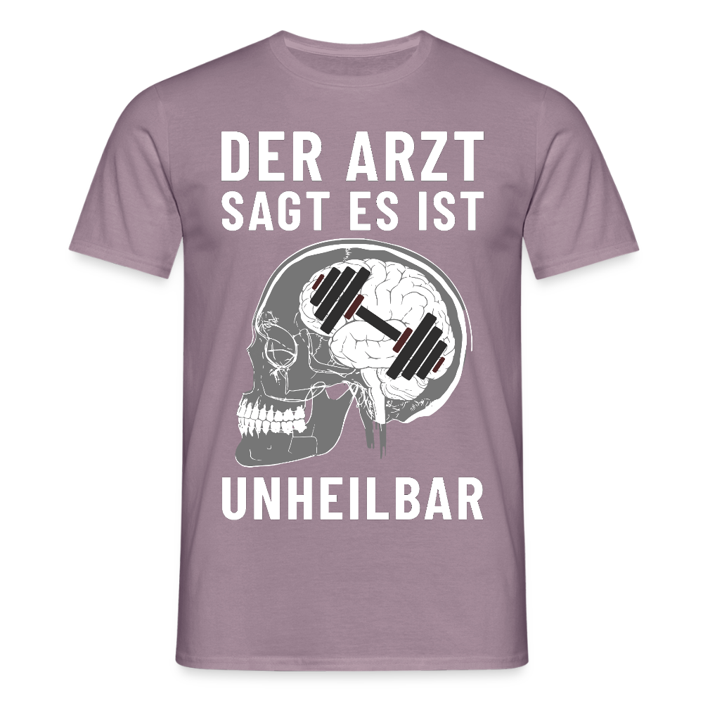 Der Arzt sagt es ist Unheilbar Röntgen Hirn Gym Herren T-Shirt - Lilagrau 