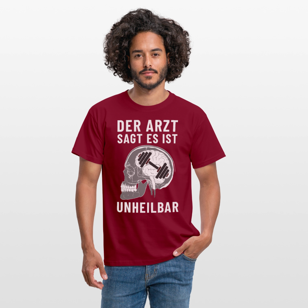 Der Arzt sagt es ist Unheilbar Röntgen Hirn Gym Herren T-Shirt - Ziegelrot