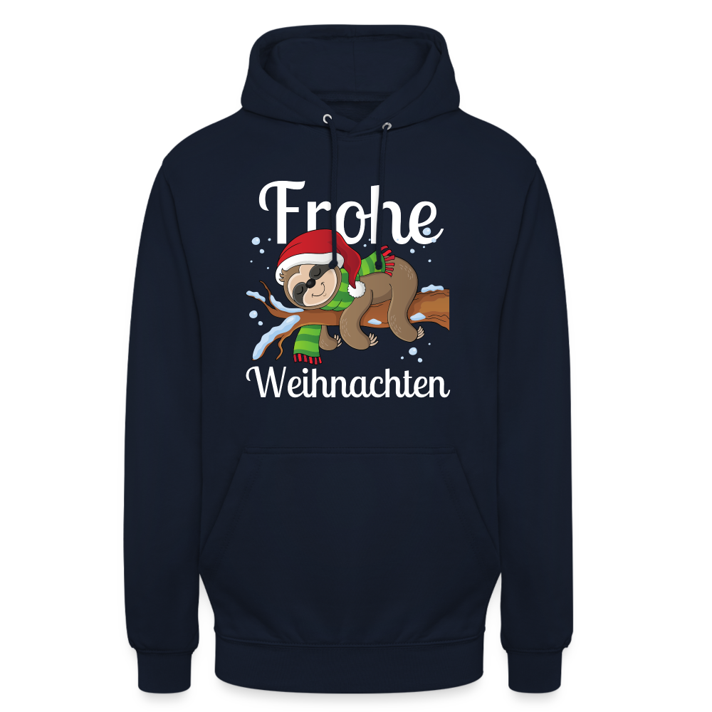 Frohe Weihnachten Ruhendes Festtagsfaultier Unisex Hoodie - Navy