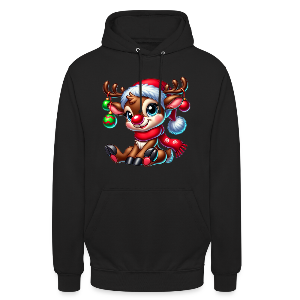 Weihnachts-Rentier Unisex Hoodie - Schwarz