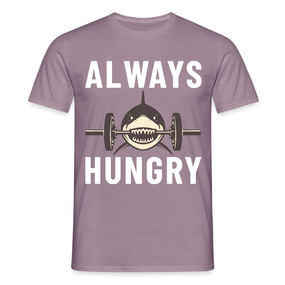 Always hungry shark barbell Herren T-Shirt - Lilagrau 
