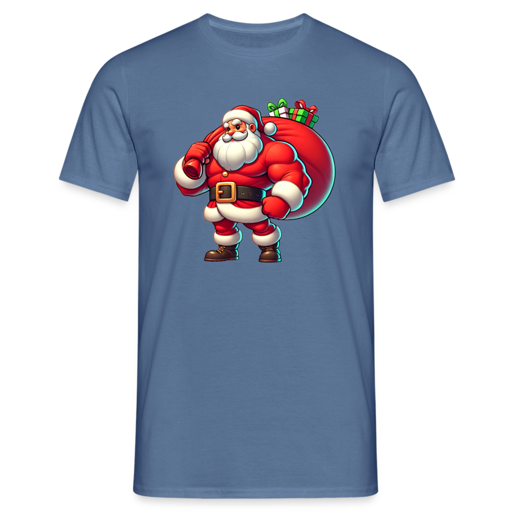 Weihnachtsmann Muskel Mann Herren T-Shirt - Taubenblau 