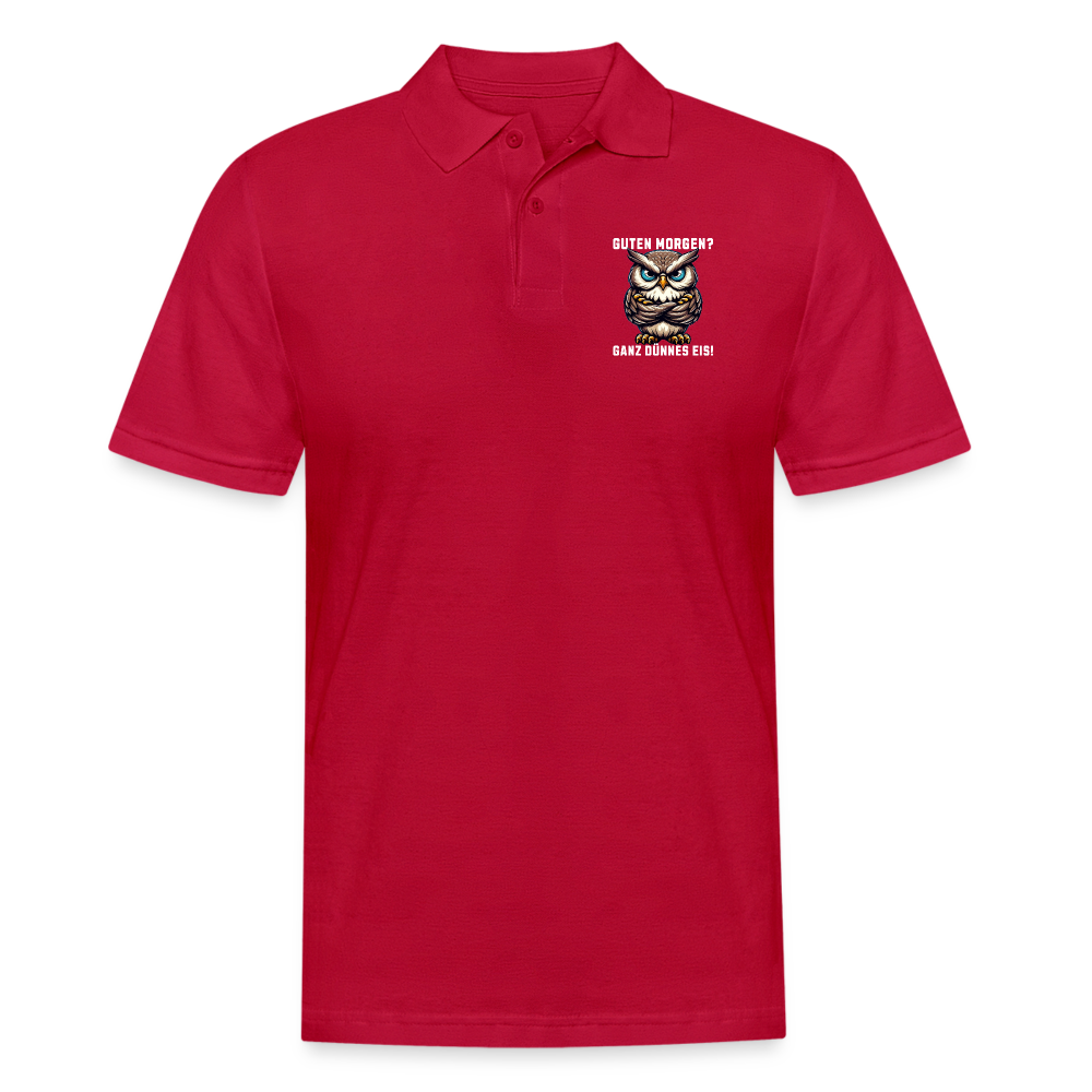 Guten Morgen? Ganz dünnes Eis, mürrische Eule, Grumpy Owl Herren Poloshirt - cherry red