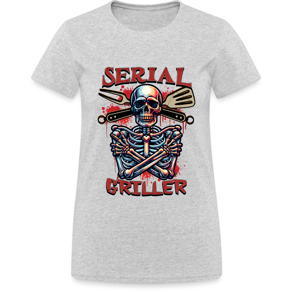 Serial Griller Skull Damen T-Shirt - Grau meliert