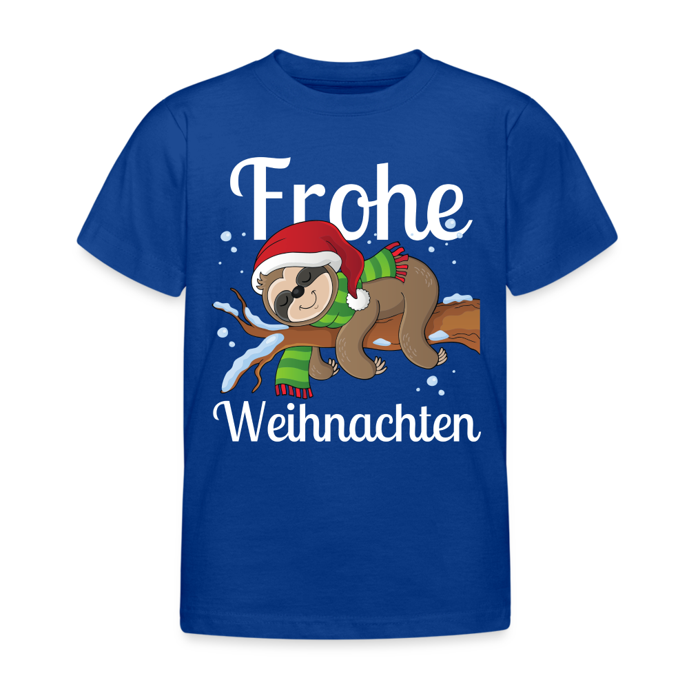 Frohe Weihnachten Ruhendes Festtagsfaultier Kinder T-Shirt - Royalblau