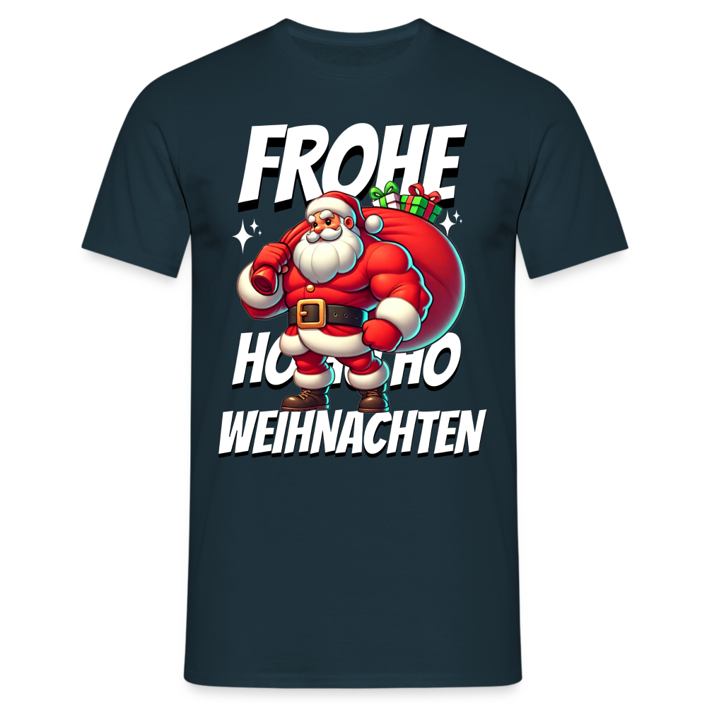 Muskel Weihnachtsmann Frohe Weihnachten Herren T-Shirt - Navy