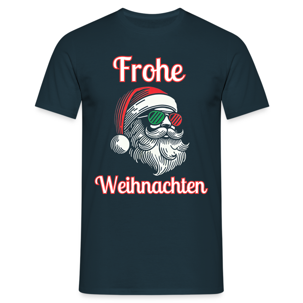 Frohe Weihnachten Sunny Santa Herren Shirt - Navy