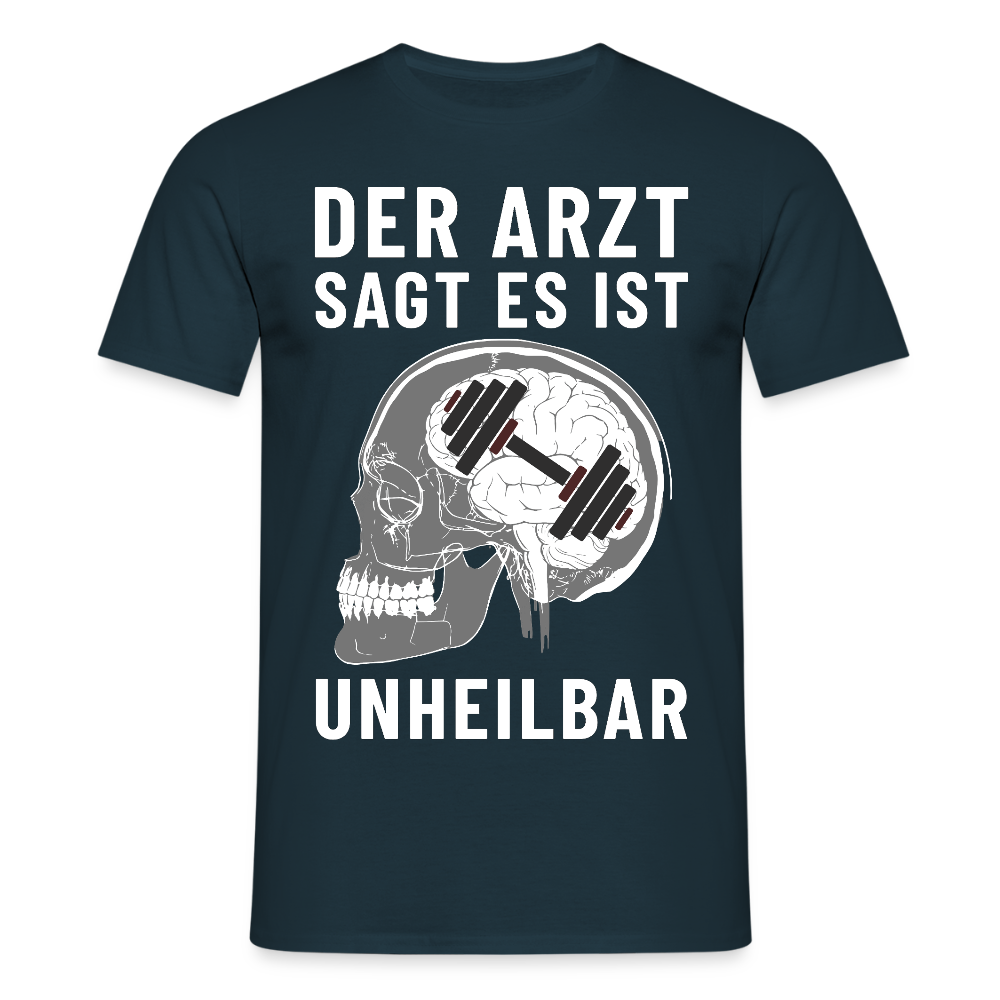 Der Arzt sagt es ist Unheilbar Röntgen Hirn Gym Herren T-Shirt - Navy
