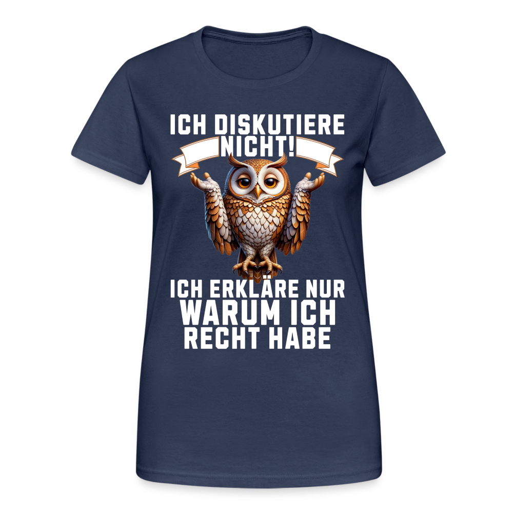 Ich diskutiere nicht ich erkläre nur warum ich recht habe mürrische Eule, Grumpy Owl Herren T-Shirt - Navy