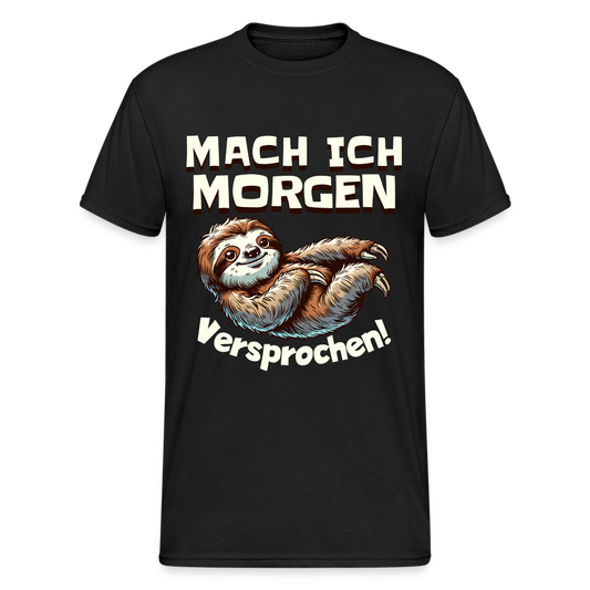 Mach ich morgen, versprochen Faultier Herren T-Shirt - Schwarz