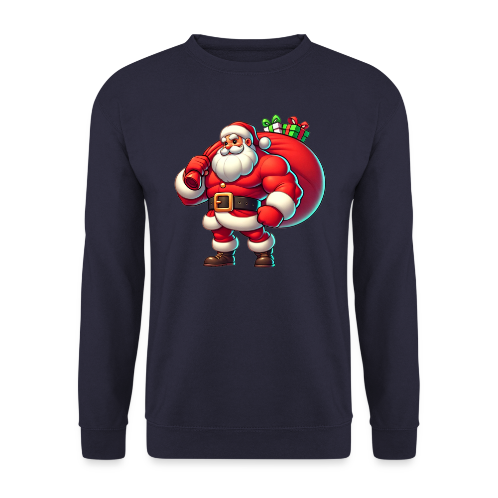 Weihnachtsmann Muskel Mann Unisex Pullover - Navy