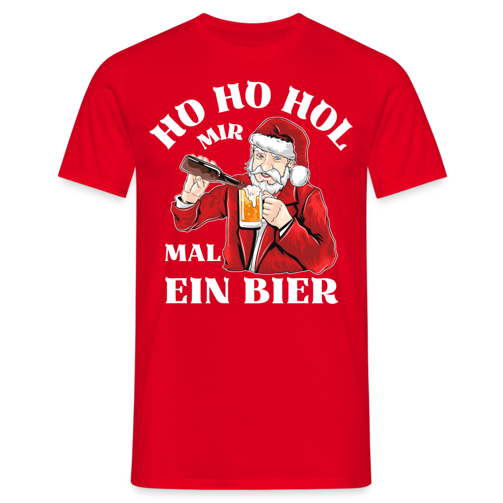 Ho Ho Hopfenfreude Männer T-Shirt - Schwarz/Navy/Rot - Rot