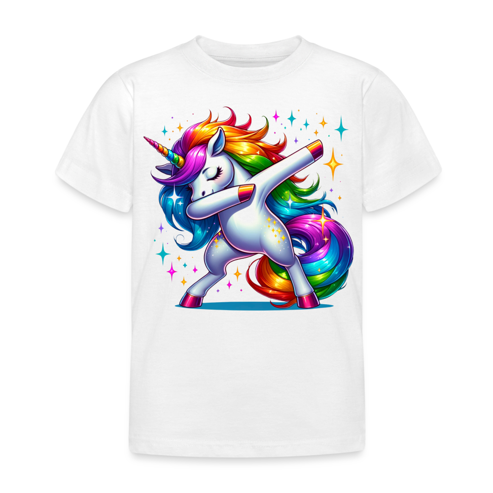 Unicorn Dab Dance Kinder T-Shirt - weiß