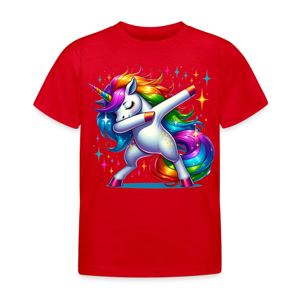 Unicorn Dab Dance Kinder T-Shirt - Rot