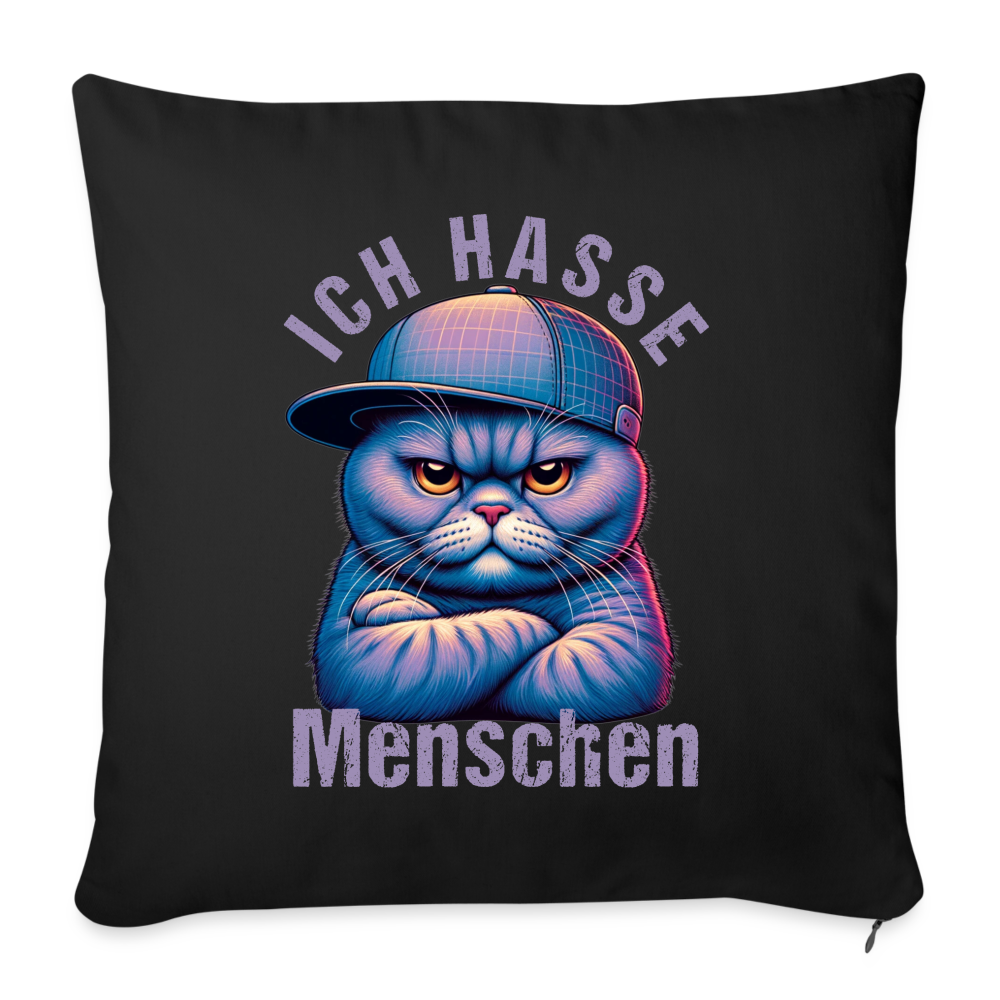 Ich hasse Menschen British Shorthair Cat Herren Sofakissen mit Füllung 44 x 44 cm - Schwarz