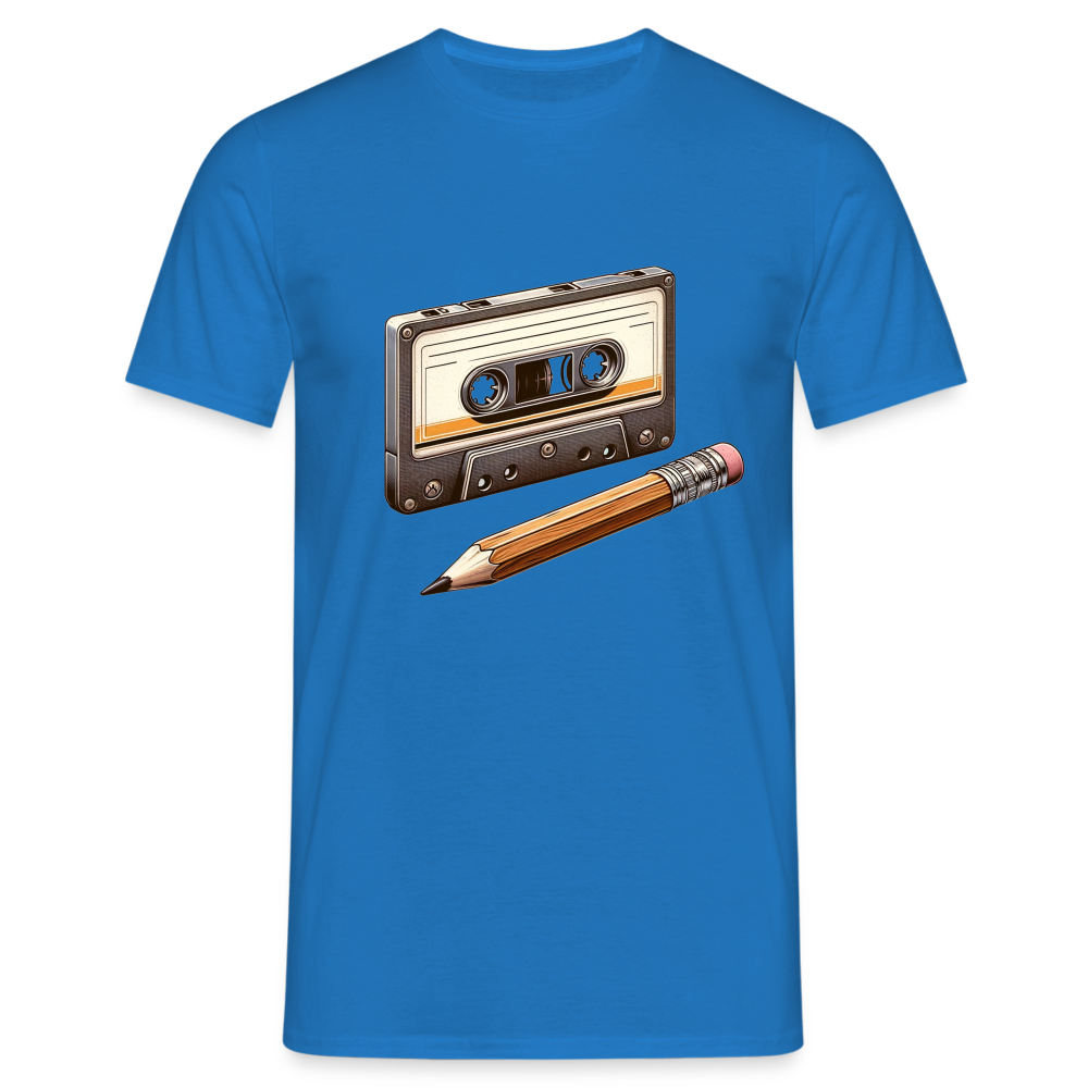 Retro Kassette und Bleistift Herren T-Shirt - Royalblau