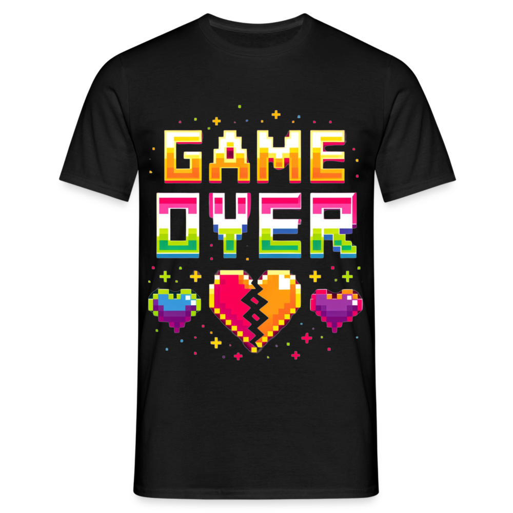Game Over Retro Pixel Herren T-Shirt - Schwarz