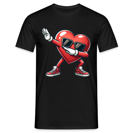 Dabbing Heart Herren T-Shirt - Schwarz