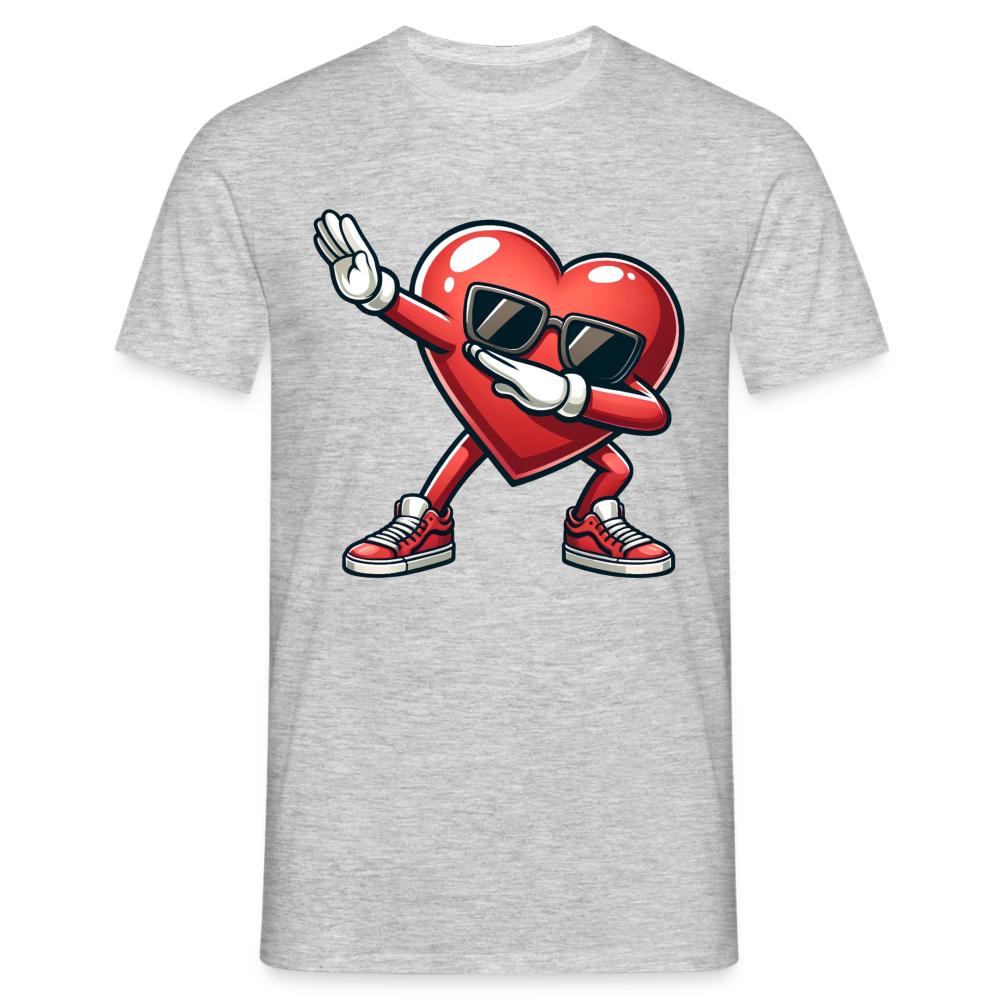 Dabbing Heart Herren T-Shirt - Grau meliert