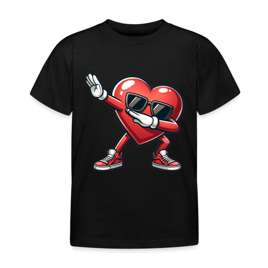 Dabbing Heart Kinder T-Shirt - Schwarz