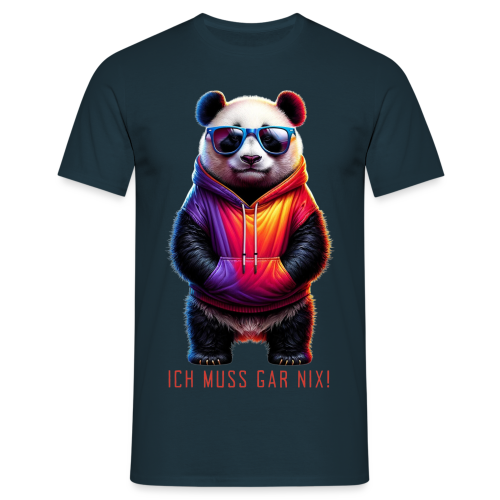Ich muss gar nix! Panda Herren T-Shirt - Navy