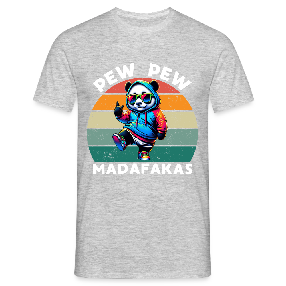 PEW PEW Madafakas Herren T-Shirt - Grau meliert