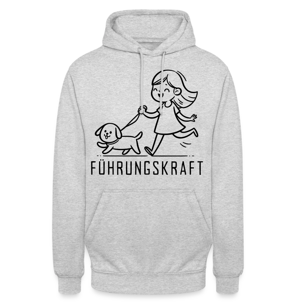 Führungskraft Mädchen Hund Gassi Unisex Hoodie - Hellgrau meliert