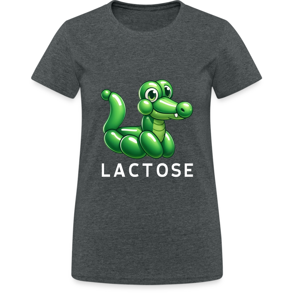 Lactose Krokodil Damen T-Shirt - Dunkelgrau meliert