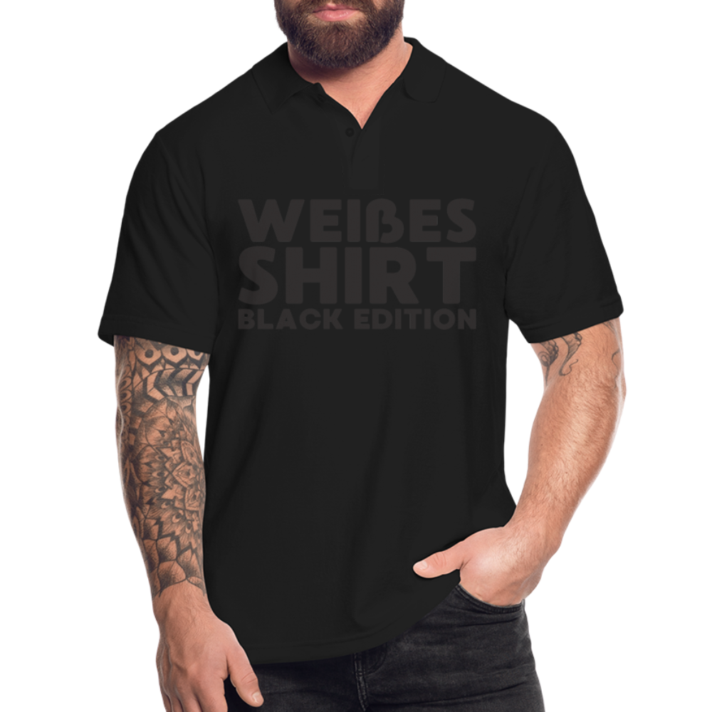 Weißes Shirt Black Edition Herren Poloshirt - Schwarz