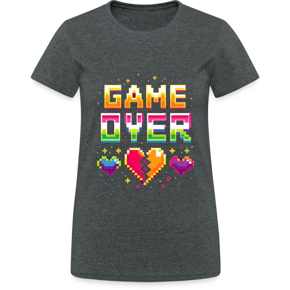 Game Over Retro Pixel Damen T-Shirt - Dunkelgrau meliert