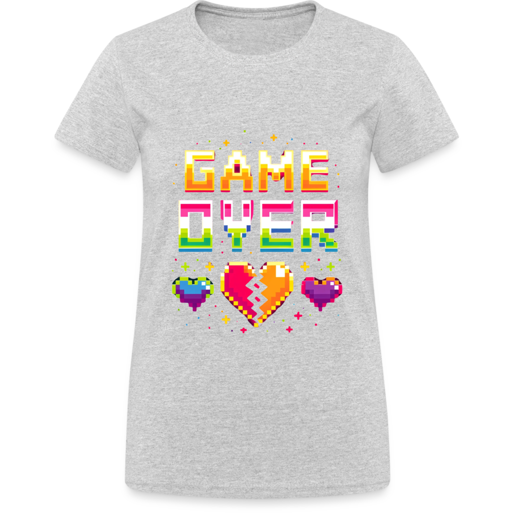 Game Over Retro Pixel Damen T-Shirt - Grau meliert