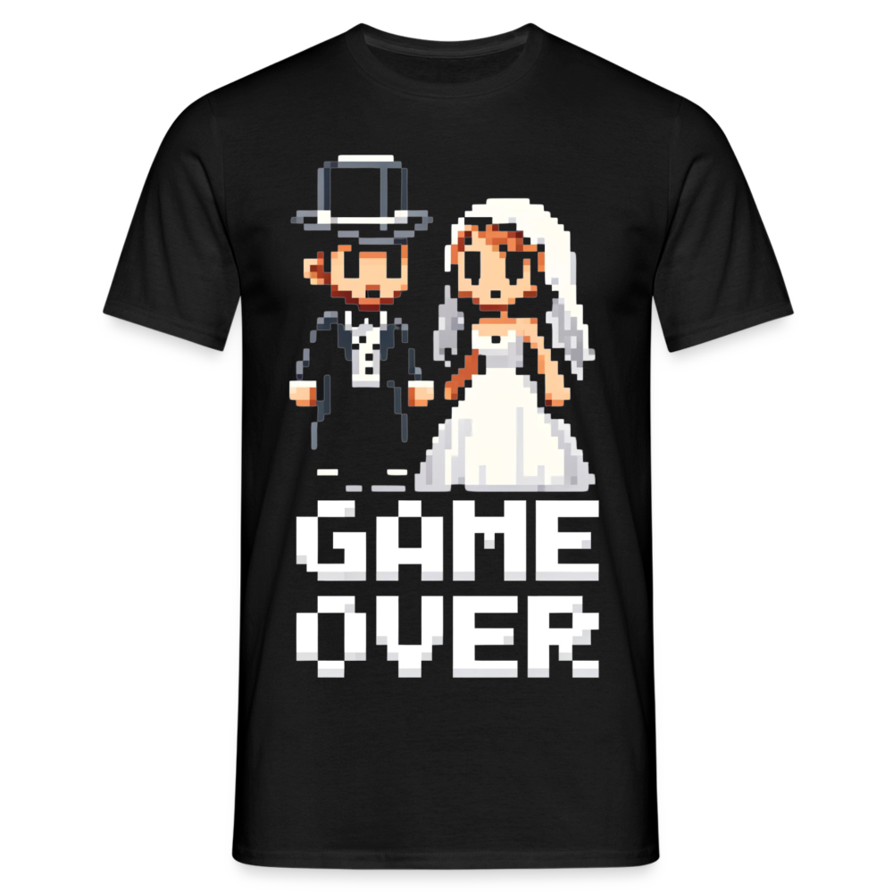 Game Over Wedding Retro Pixel Herren T-Shirt - Schwarz