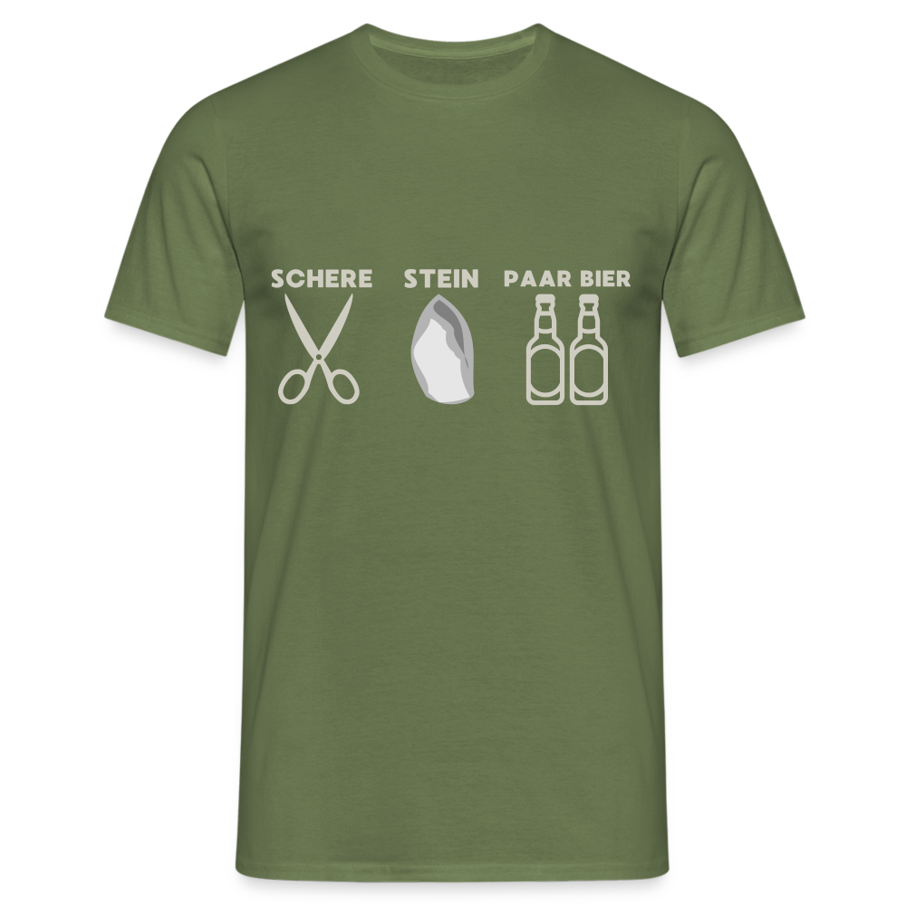 Schere Stein paar Bier Herren T-Shirt - Militärgrün