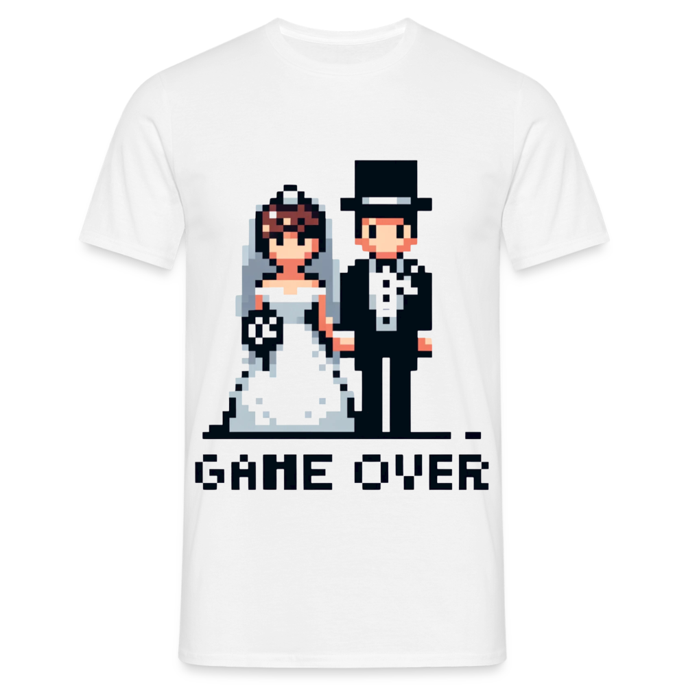 Game Over Wedding Retro Pixel Herren T-Shirt - weiß