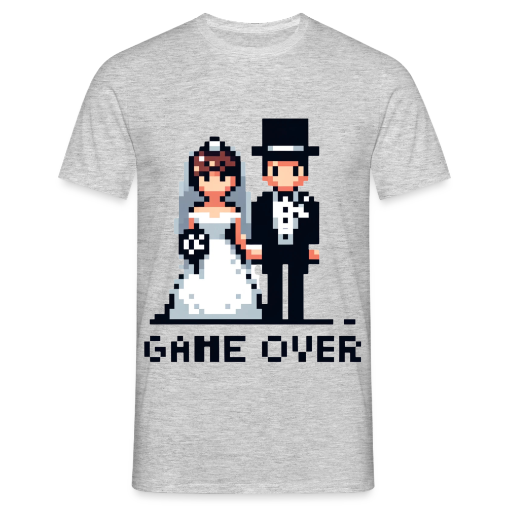Game Over Wedding Retro Pixel Herren T-Shirt - Grau meliert