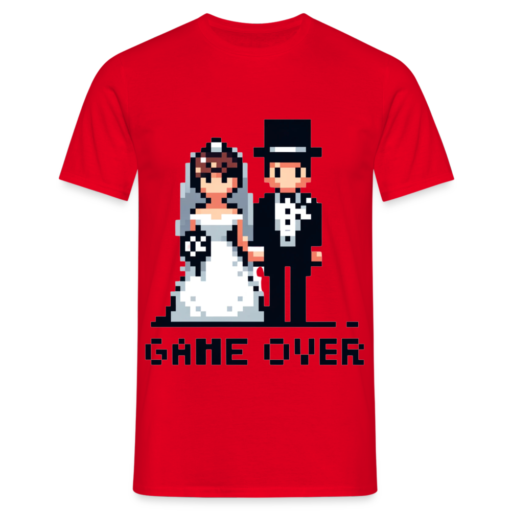 Game Over Wedding Retro Pixel Herren T-Shirt - Rot