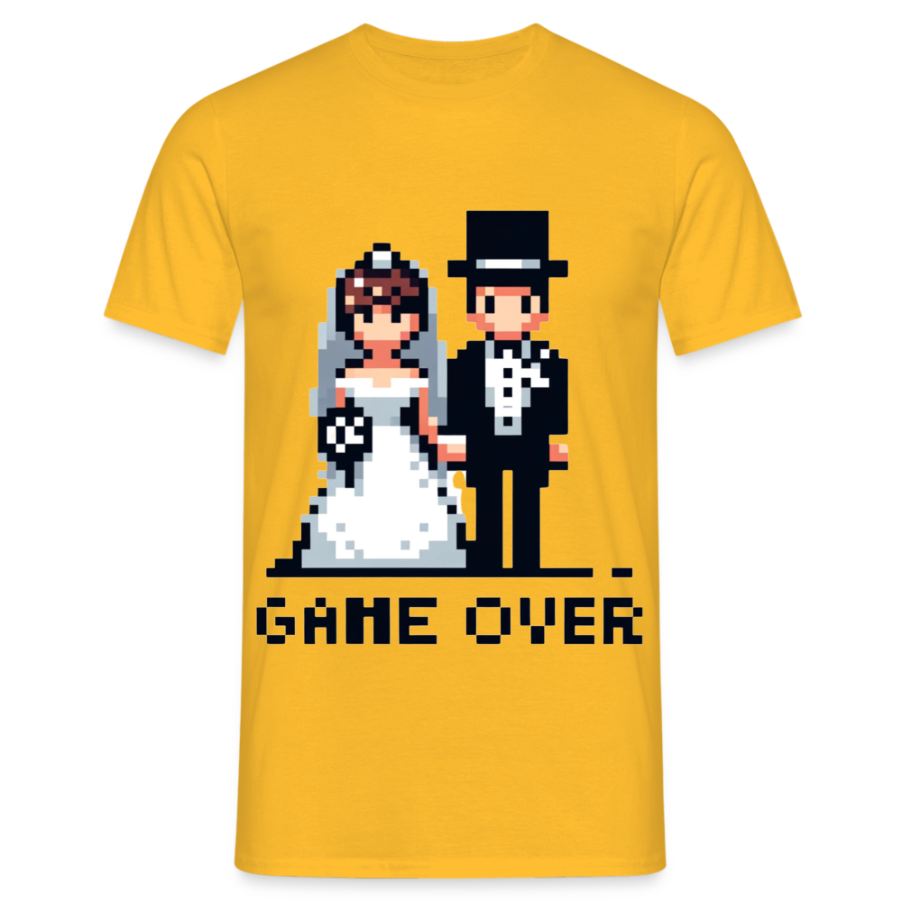 Game Over Wedding Retro Pixel Herren T-Shirt - Gelb