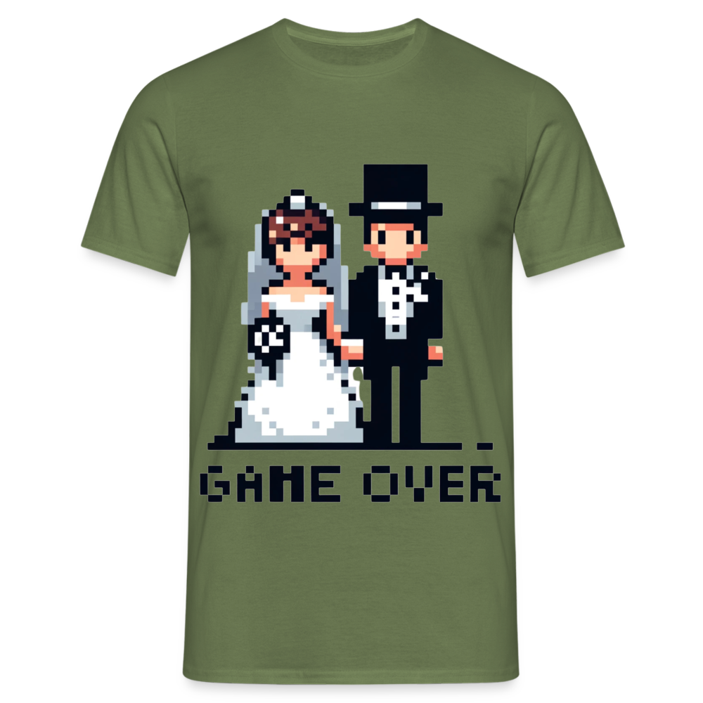 Game Over Wedding Retro Pixel Herren T-Shirt - Militärgrün