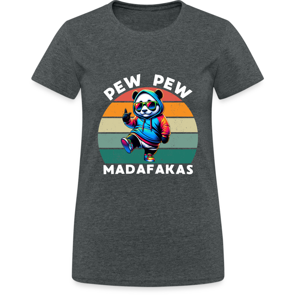 PEW PEW Madafakas Damen T-Shirt - Dunkelgrau meliert