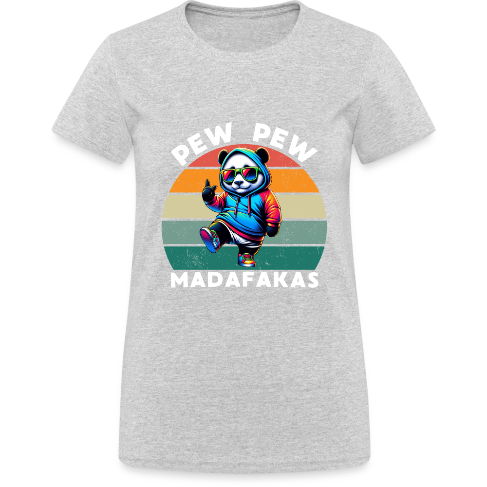 PEW PEW Madafakas Damen T-Shirt - Grau meliert