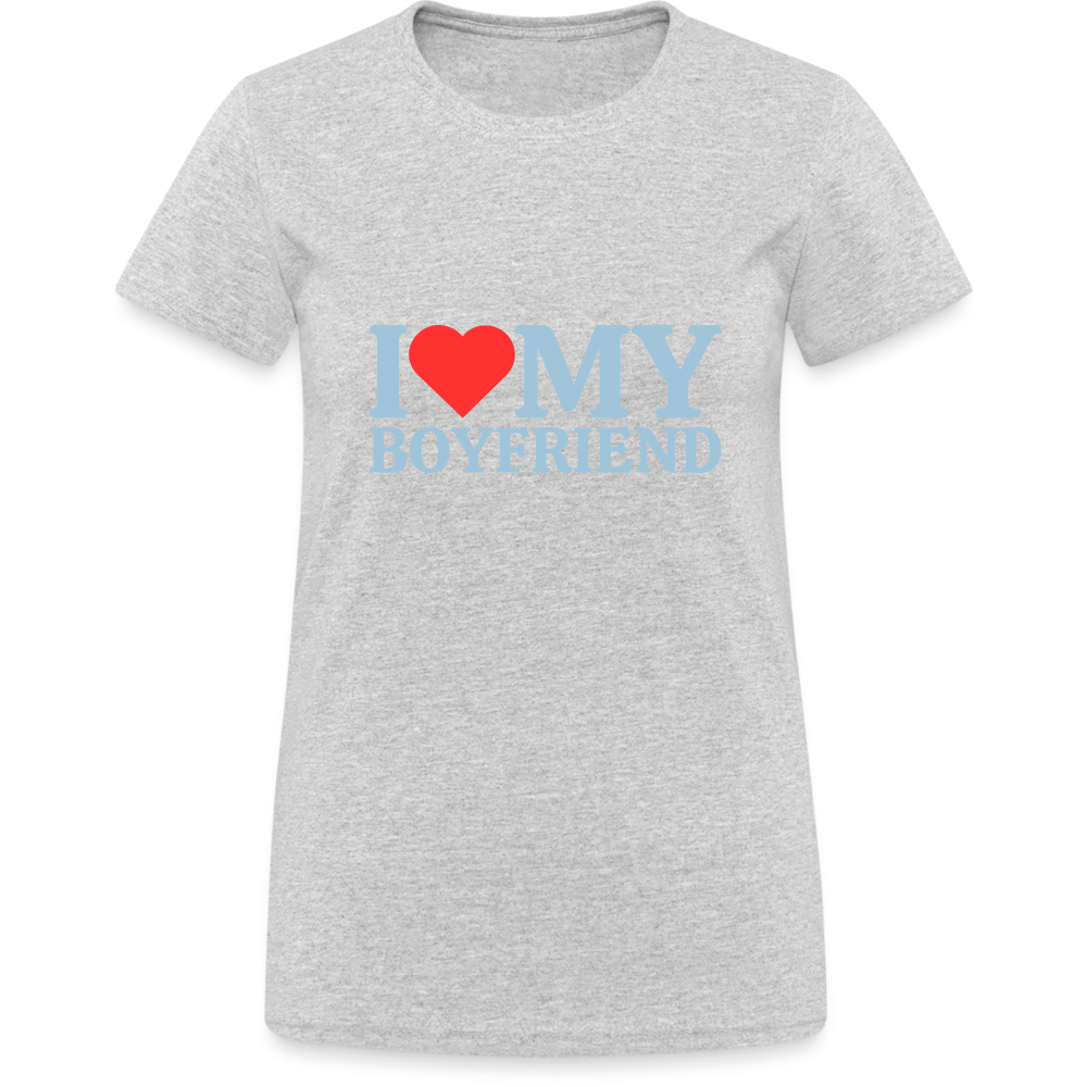 I Love my Boyfriend Damen T-Shirt - Grau meliert