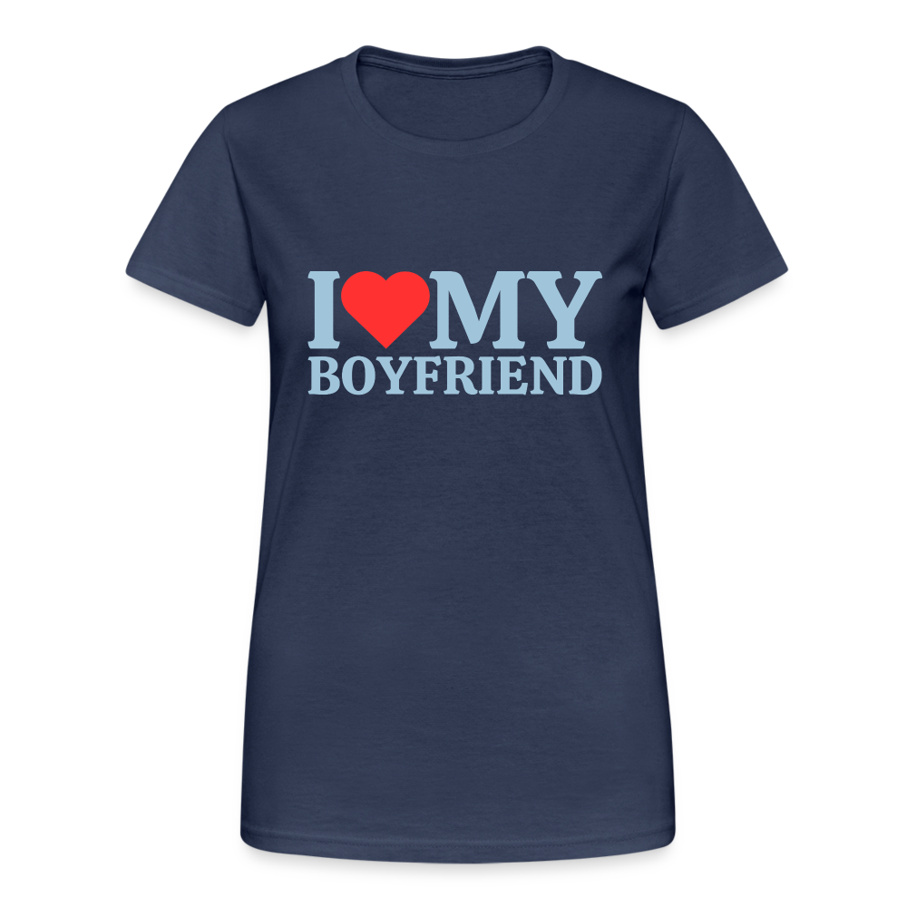 I Love my Boyfriend Damen T-Shirt - Navy