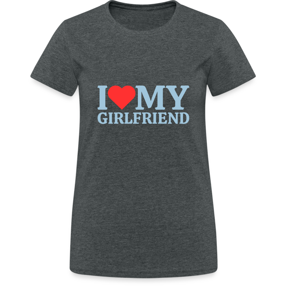 I Love my Girlfriend LGBT 🌈 Damen T-Shirt - Dunkelgrau meliert