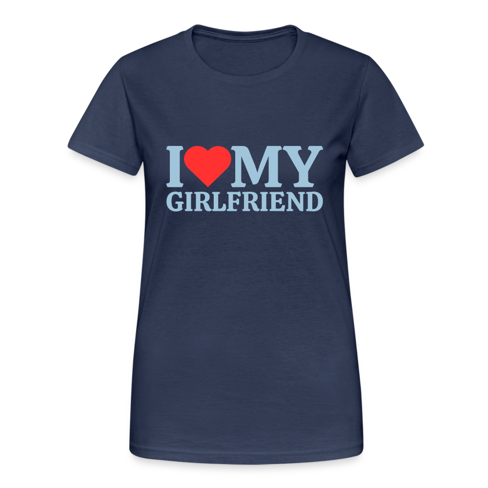 I Love my Girlfriend LGBT 🌈 Damen T-Shirt - Navy
