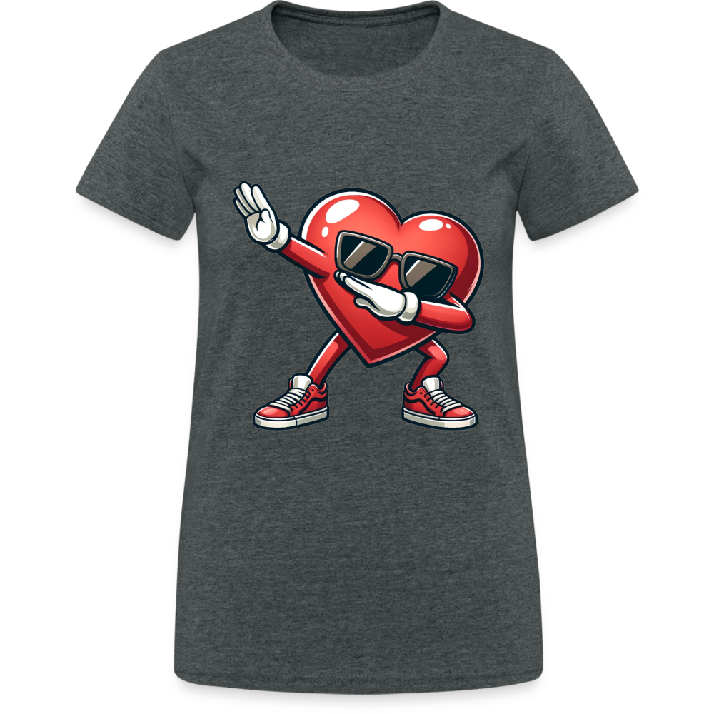 Dabbing Heart Damen T-Shirt - Dunkelgrau meliert