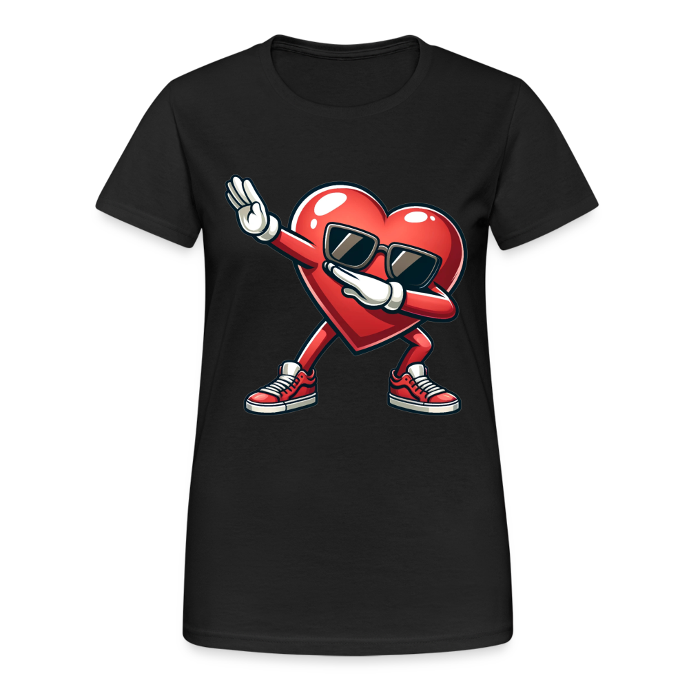 Dabbing Heart Damen T-Shirt - Schwarz